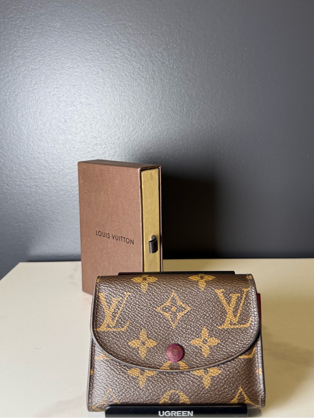 Louis Vuitton Monogram Canvas Wallet with Red Snap